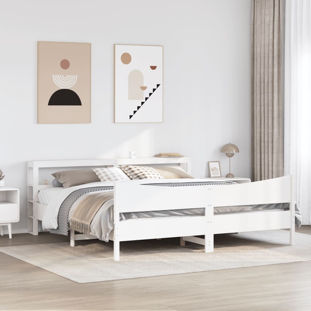 sengeramme med sengegavl 180x200 cm massivt fyrretræ