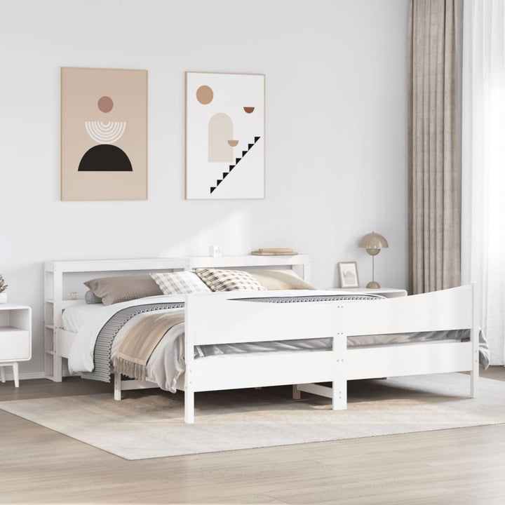 sengeramme med sengegavl 180x200 cm massivt fyrretræ