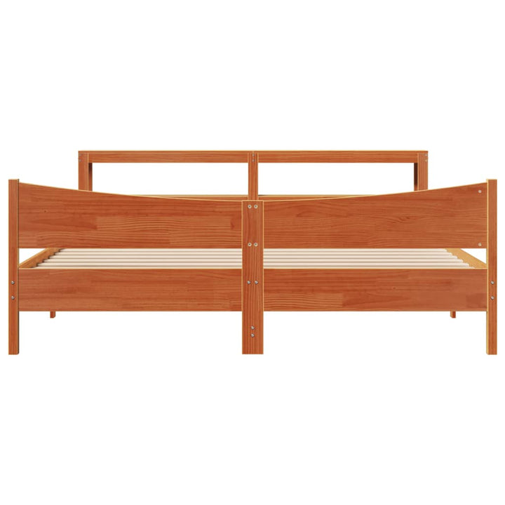 sengeramme med sengegavl 180x200 cm massivt fyrretræ gyldenbrun