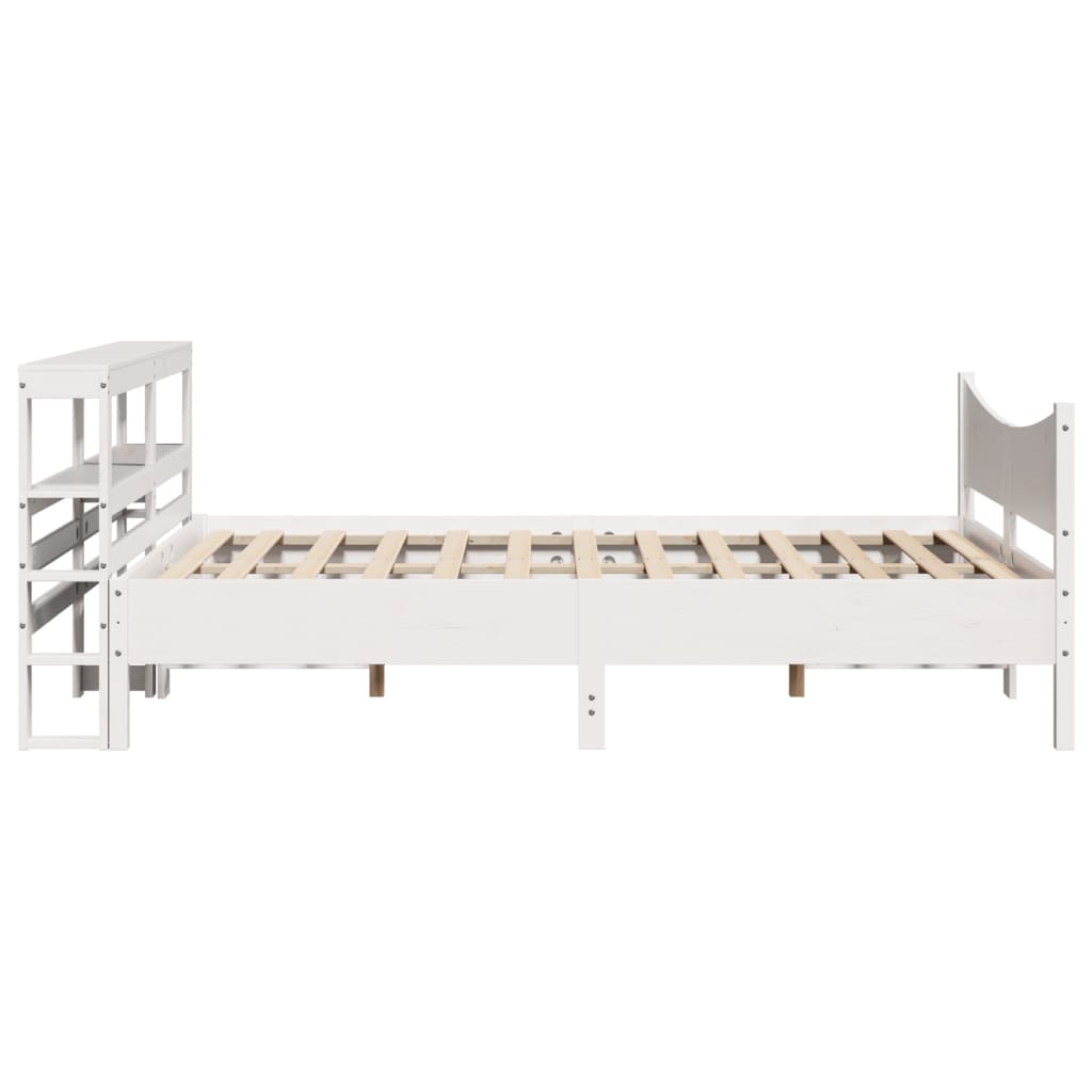 sengeramme med sengegavl 160x200 cm massivt fyrretræ hvid