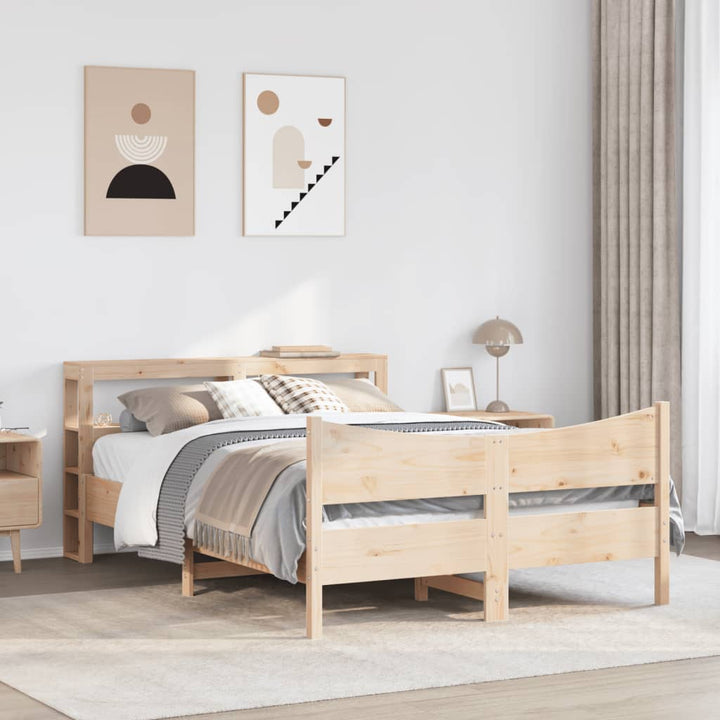sengeramme med sengegavl 150x200 cm massivt fyrretræ