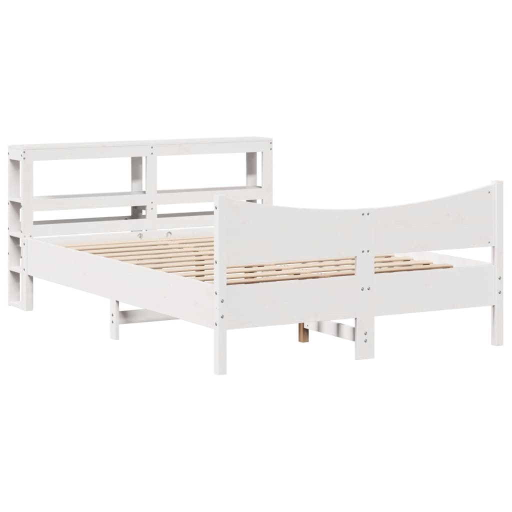 sengeramme med sengegavl 150x200 cm massivt fyrretræ hvid