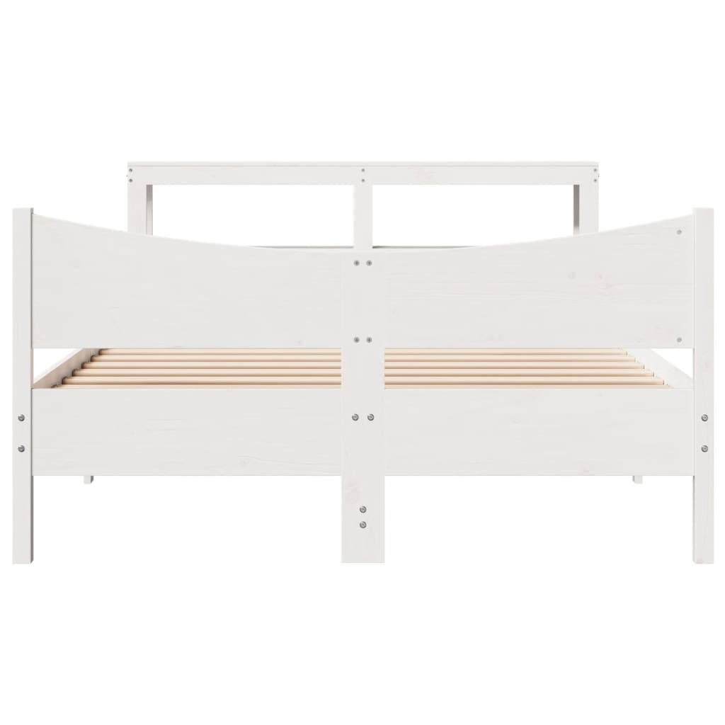 sengeramme med sengegavl 150x200 cm massivt fyrretræ hvid