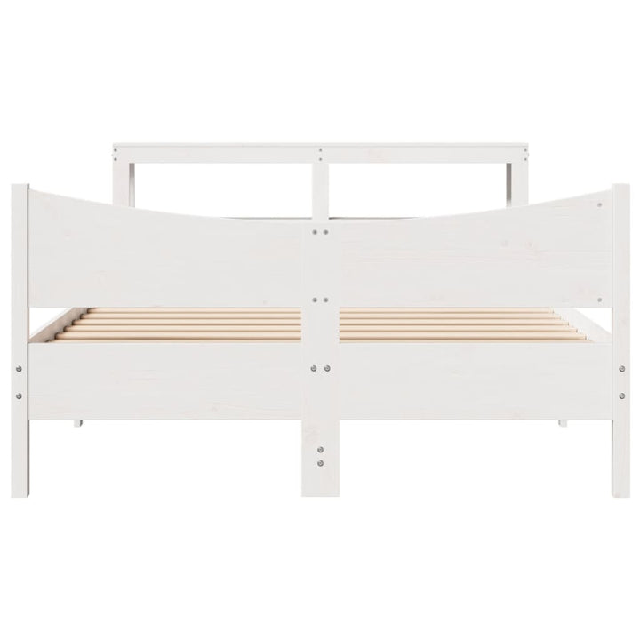 sengeramme med sengegavl 150x200 cm massivt fyrretræ hvid