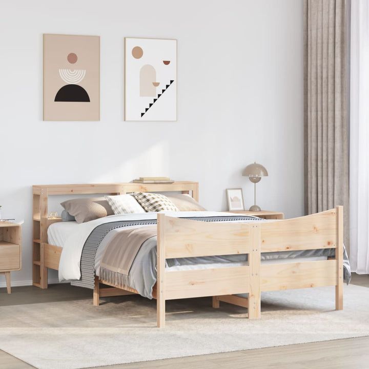sengeramme med sengegavl 140x200 cm massivt fyrretræ hvid