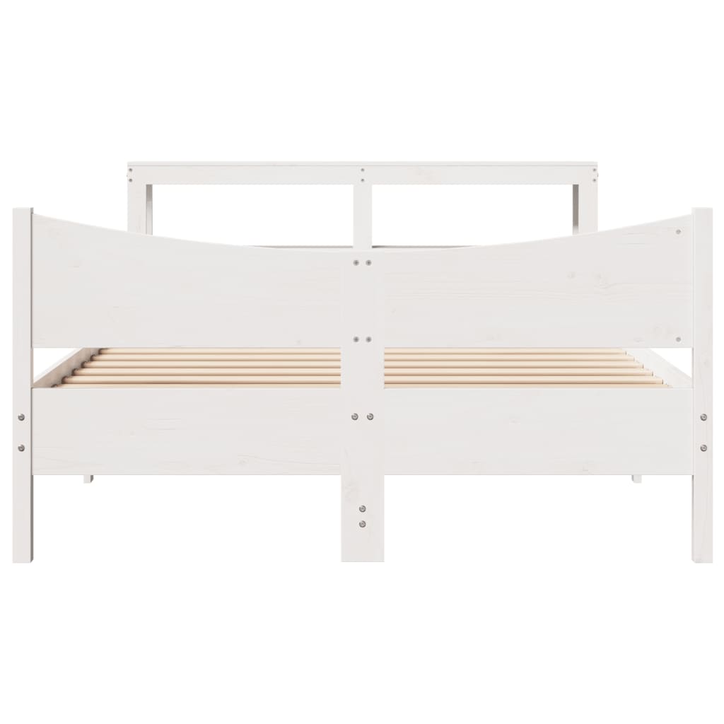 sengeramme med sengegavl 140x200 cm massivt fyrretræ hvid