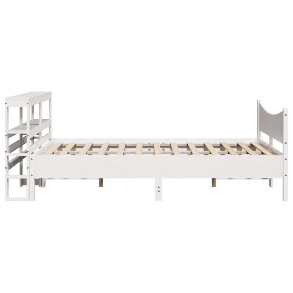 sengeramme med sengegavl 140x200 cm massivt fyrretræ hvid