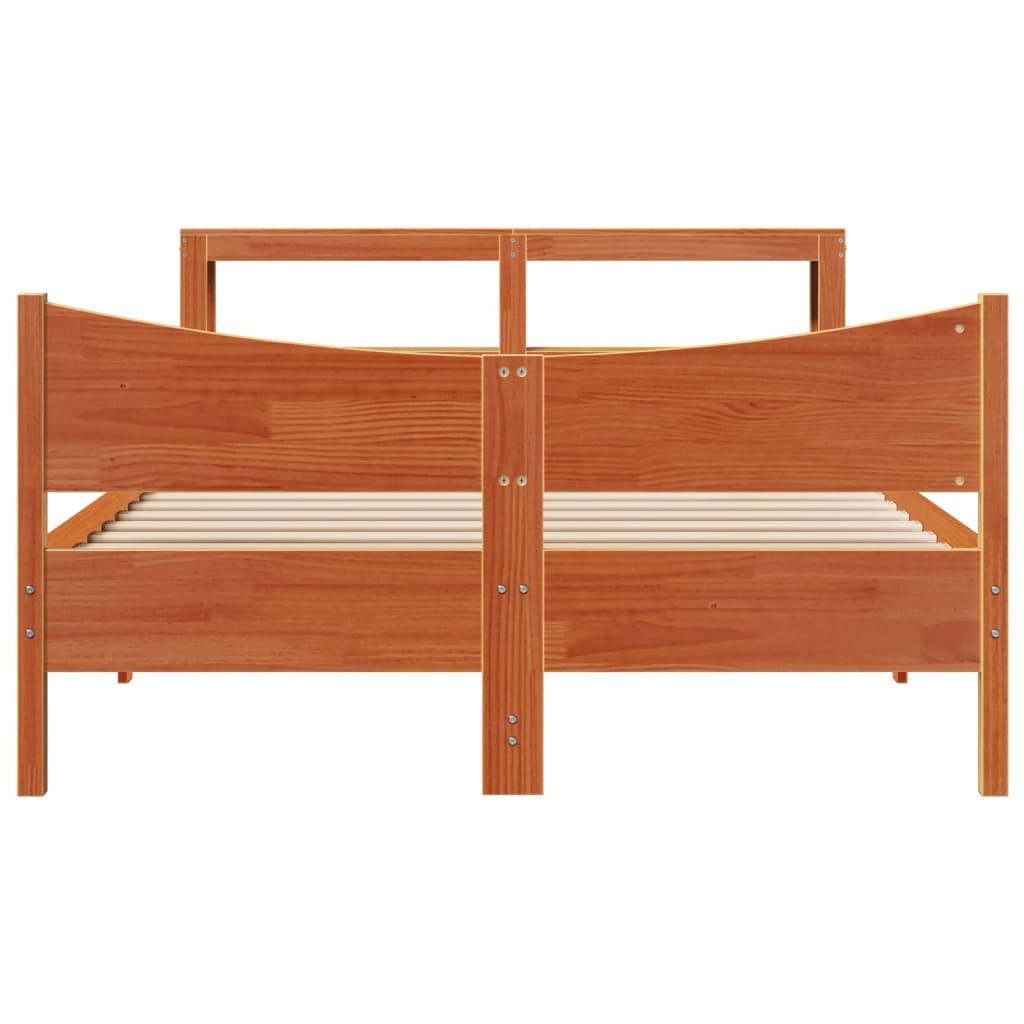sengeramme med sengegavl 120x200 cm massivt fyrretræ gyldenbrun