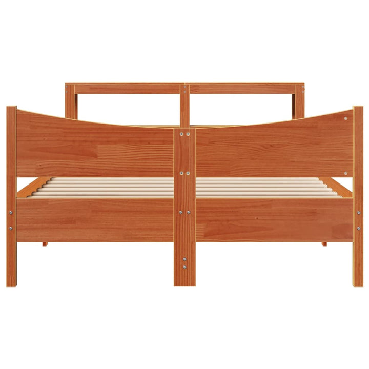 sengeramme med sengegavl 120x200 cm massivt fyrretræ gyldenbrun