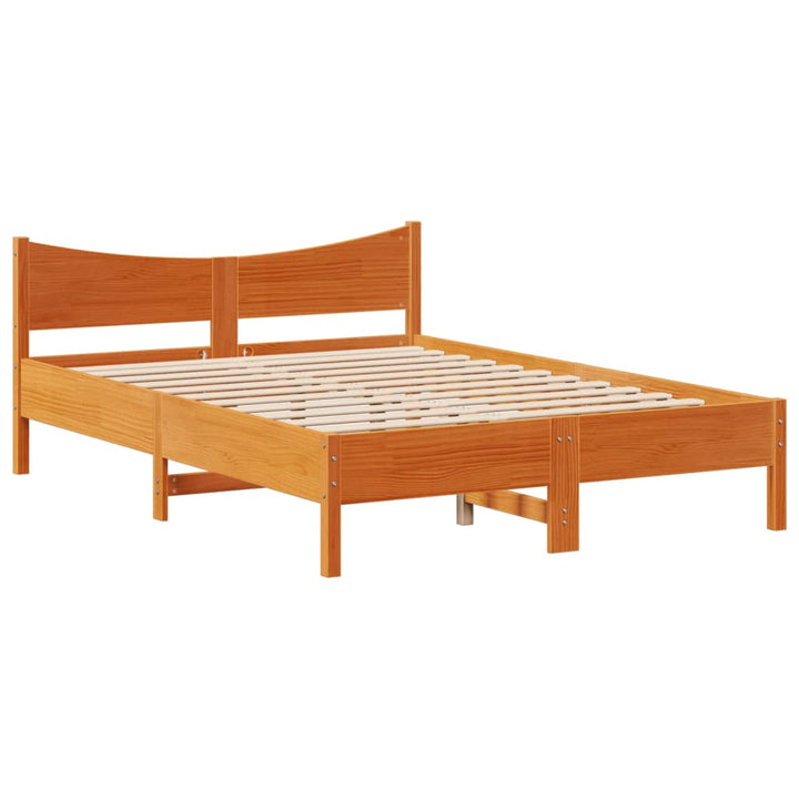 sengeramme med sengegavl 120x200 cm massivt fyrretræ gyldenbrun