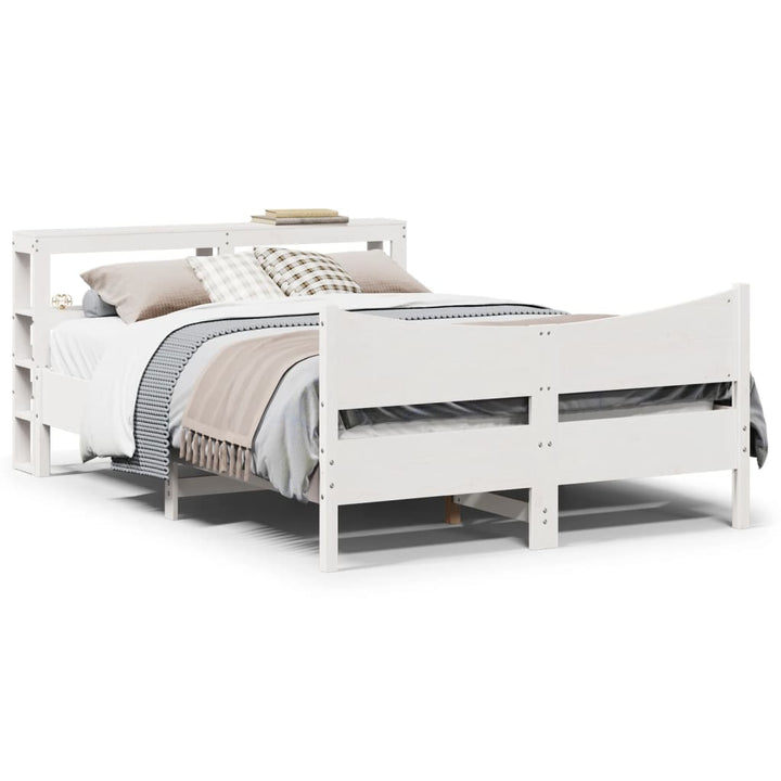 sengeramme med sengegavl135x190 cm massivt fyrretræ hvid