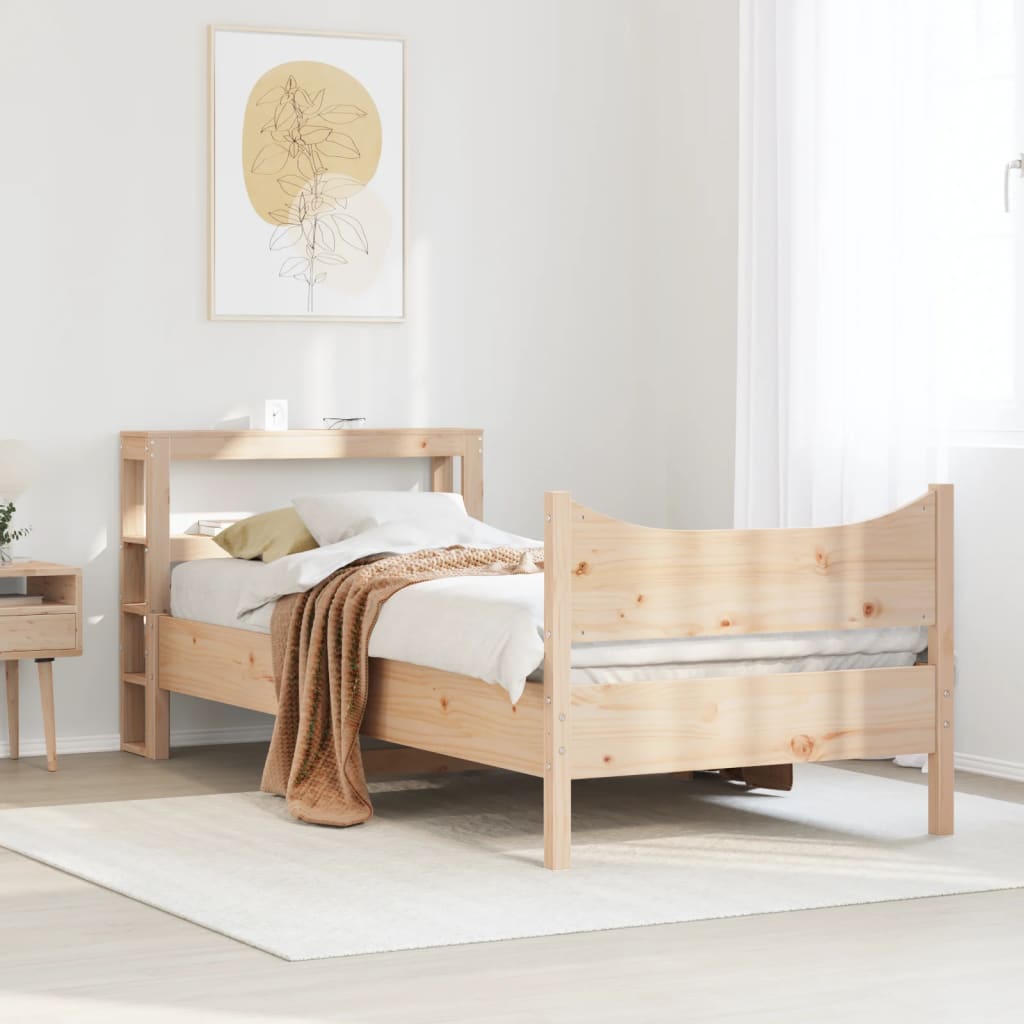 sengeramme med sengegavl 75x190 cm massivt fyrretræ