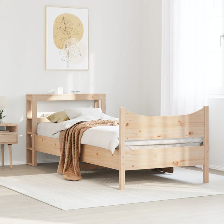 sengeramme med sengegavl 75x190 cm massivt fyrretræ