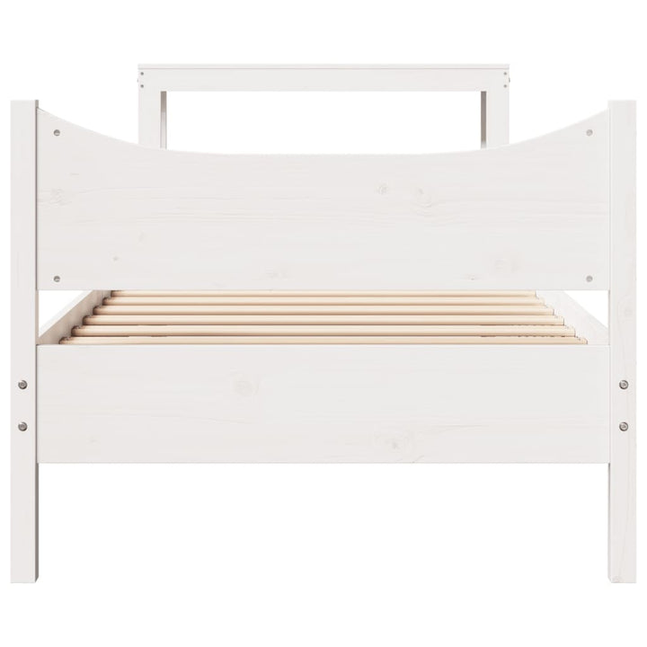 sengeramme med sengegavl 75x190 cm massivt fyrretræ hvid