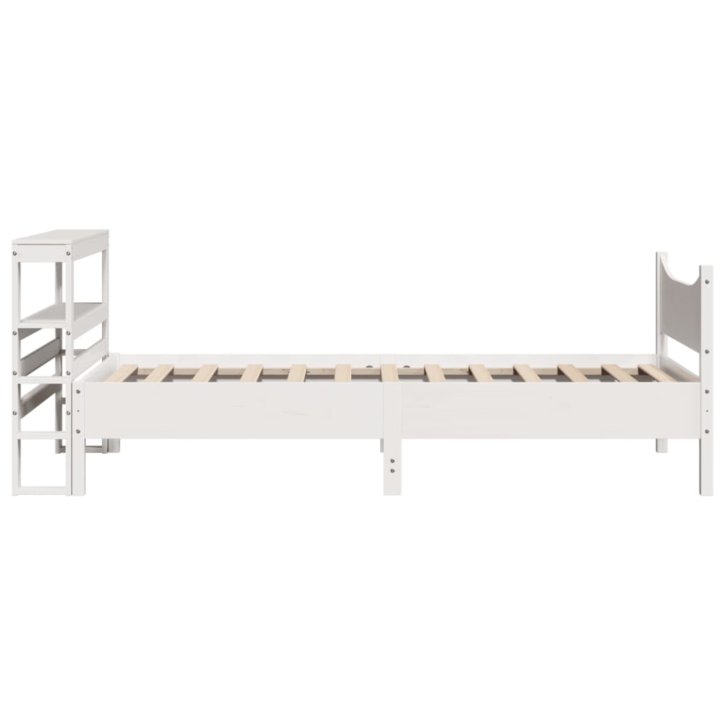 sengeramme med sengegavl 75x190 cm massivt fyrretræ hvid