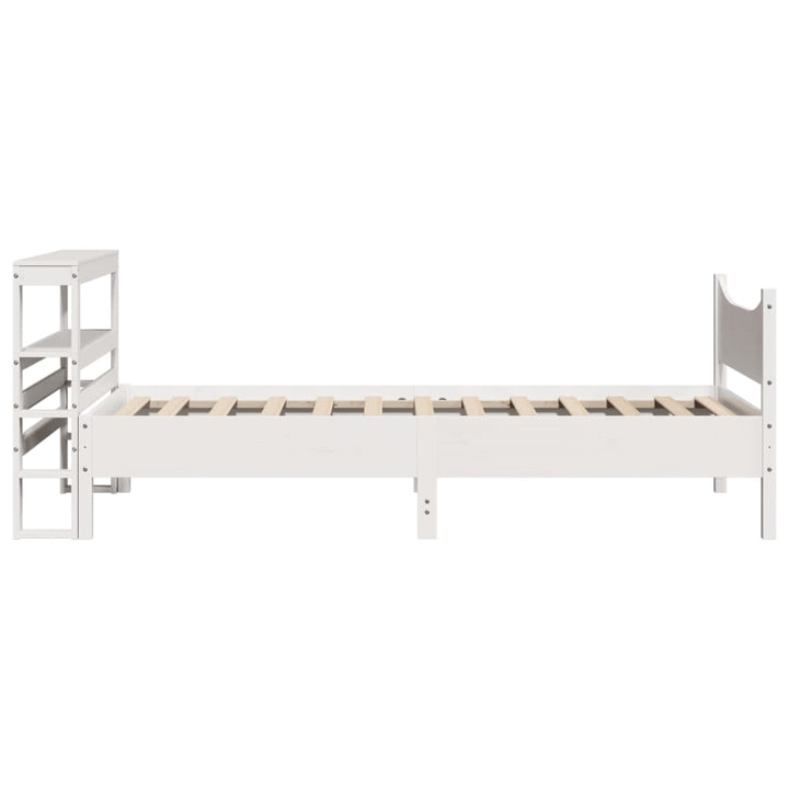sengeramme med sengegavl 75x190 cm massivt fyrretræ hvid