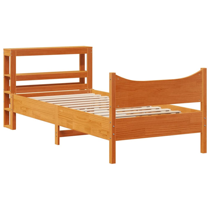 sengeramme med sengegavl 75x190 cm massivt fyrretræ gyldenbrun