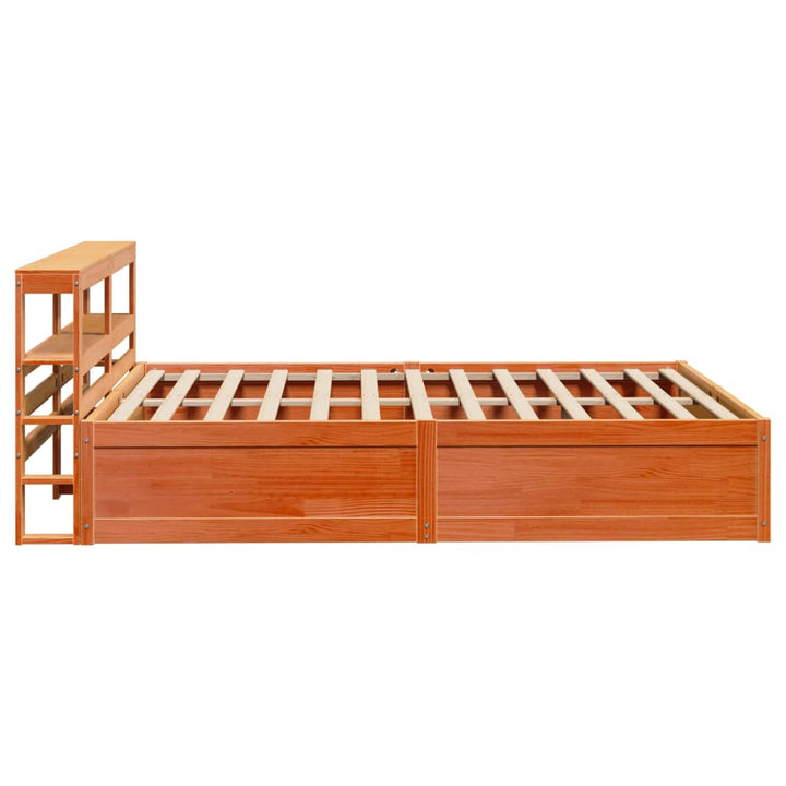 sengeramme med sengegavl 120x200 cm massivt fyrretræ gyldenbrun