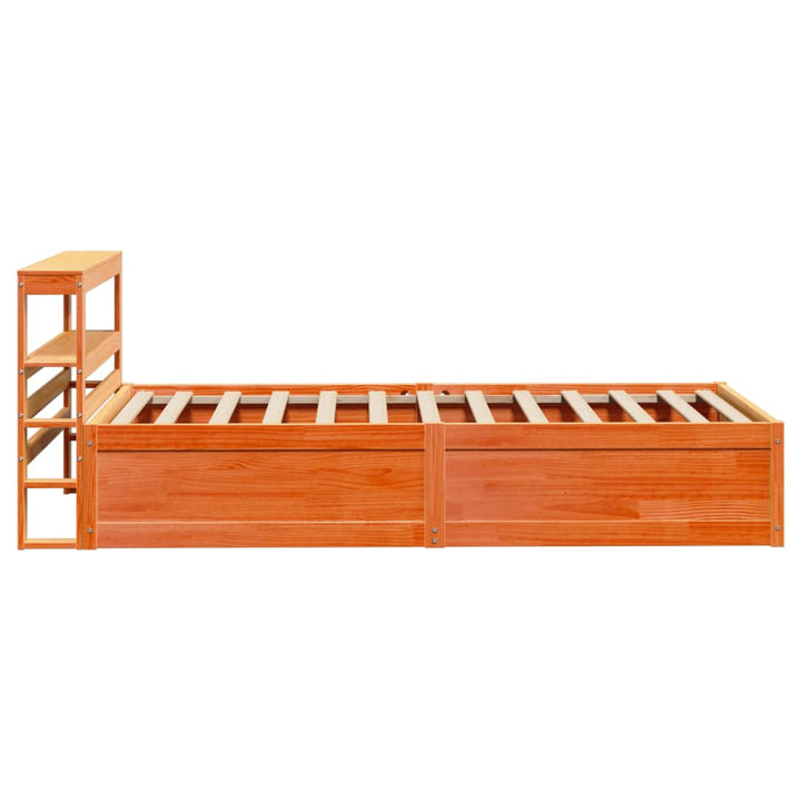 sengeramme med sengegavl 100x200 cm massivt fyrretræ gyldenbrun