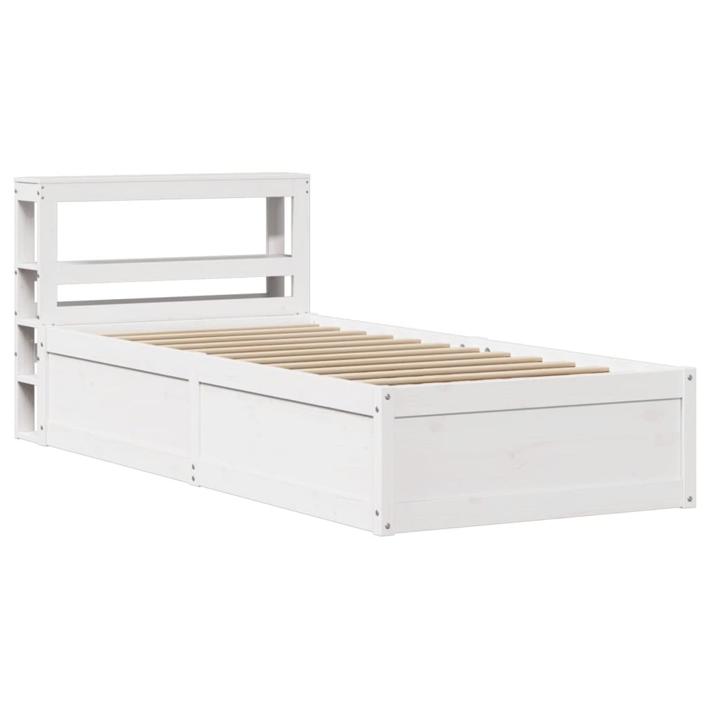 sengeramme med sengegavl 90x200 cm massivt fyrretræ hvid