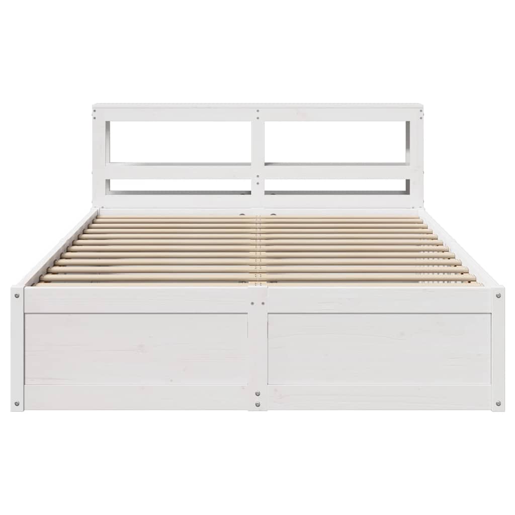 sengeramme med sengegavl 140x190 cm massivt fyrretræ hvid