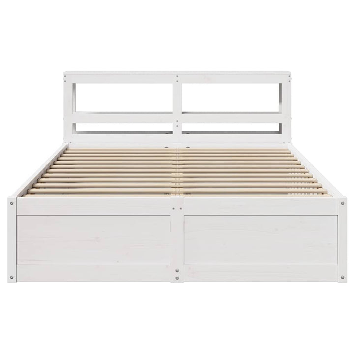 sengeramme med sengegavl 140x190 cm massivt fyrretræ hvid