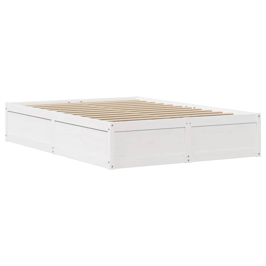 sengeramme med sengegavl 140x190 cm massivt fyrretræ hvid
