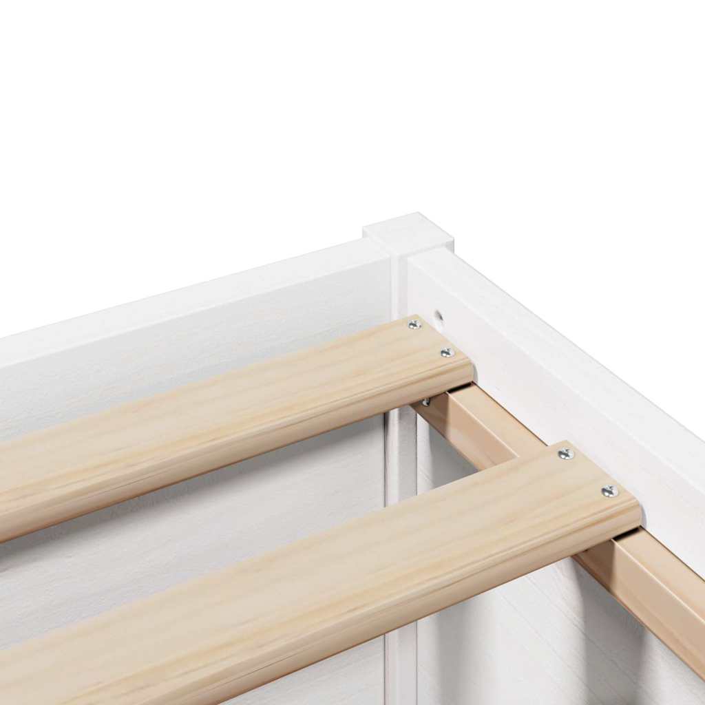 sengeramme med sengegavl 140x190 cm massivt fyrretræ hvid