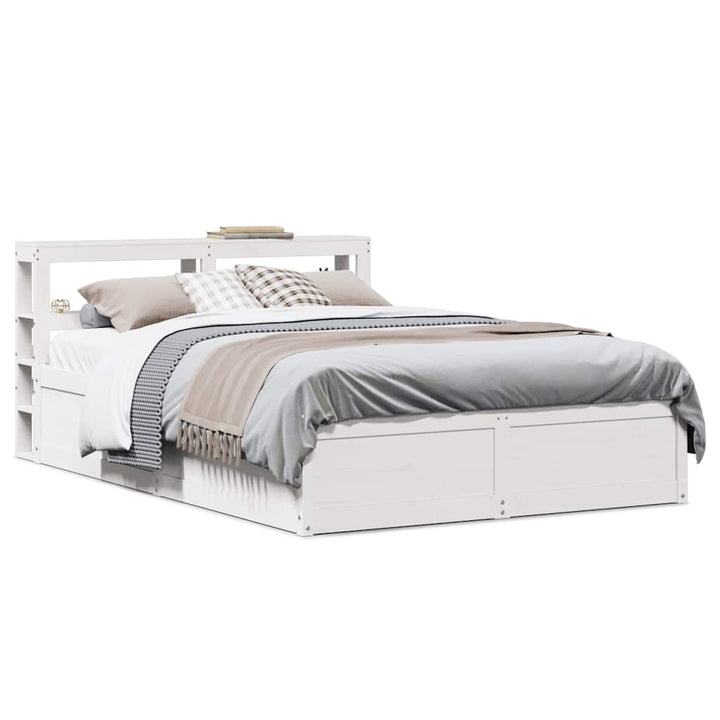 sengeramme med sengegavl 140x190 cm massivt fyrretræ hvid