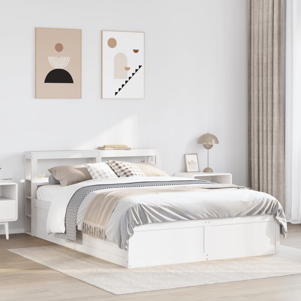 sengeramme med sengegavl 120x190 cm massivt fyrretræ hvid
