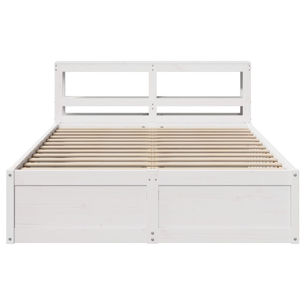 sengeramme med sengegavl 120x190 cm massivt fyrretræ hvid