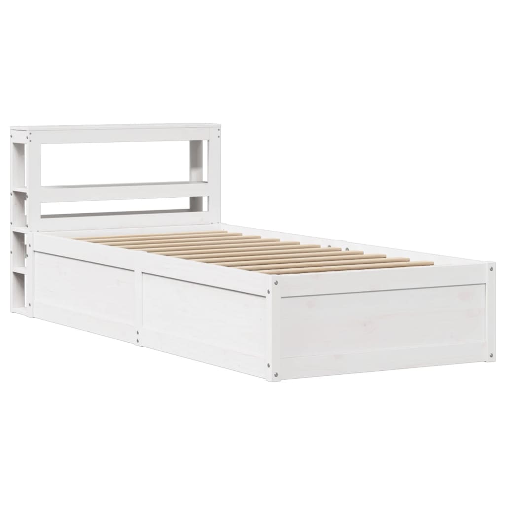 sengeramme med sengegavl 90x190 cm massivt fyrretræ hvid