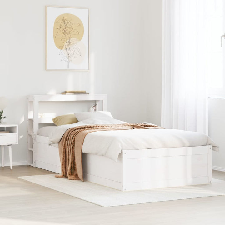 sengeramme med sengegavl 90x190 cm massivt fyrretræ hvid