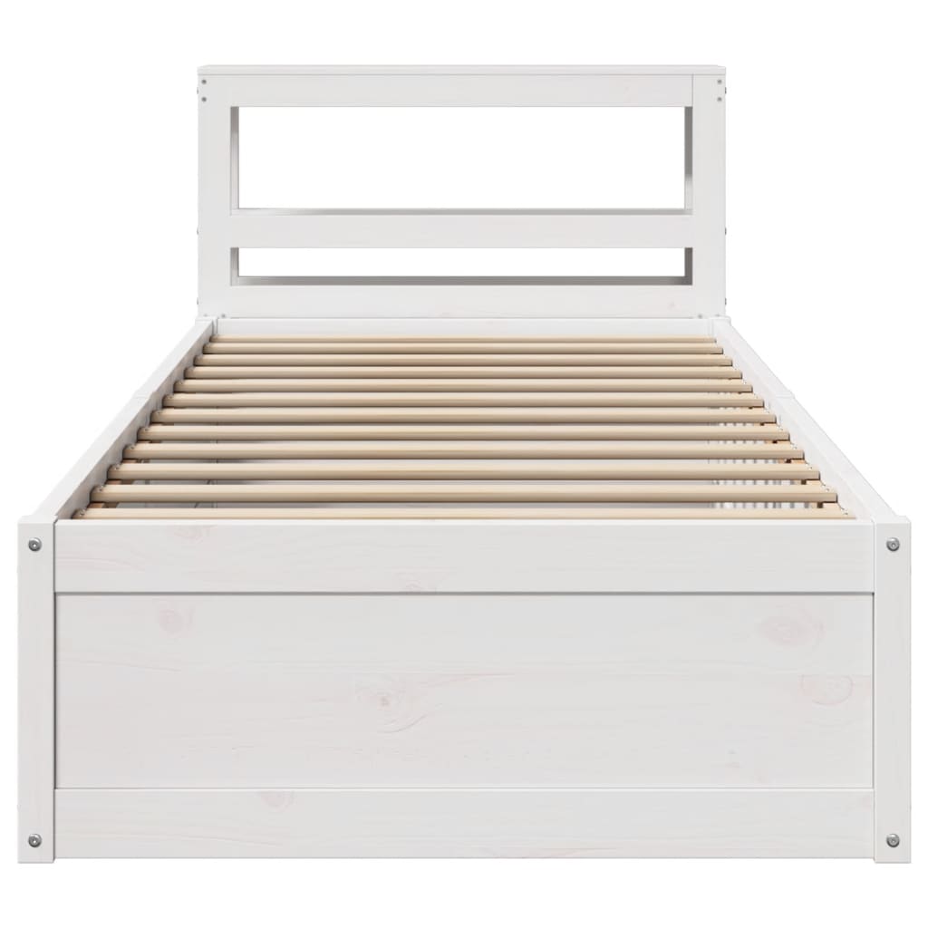 sengeramme med sengegavl 90x190 cm massivt fyrretræ hvid
