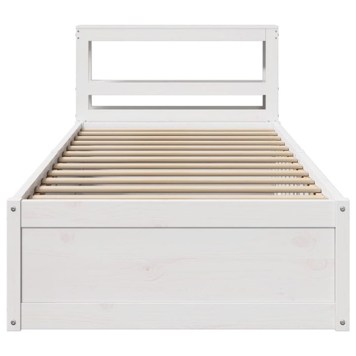 sengeramme med sengegavl 90x190 cm massivt fyrretræ hvid