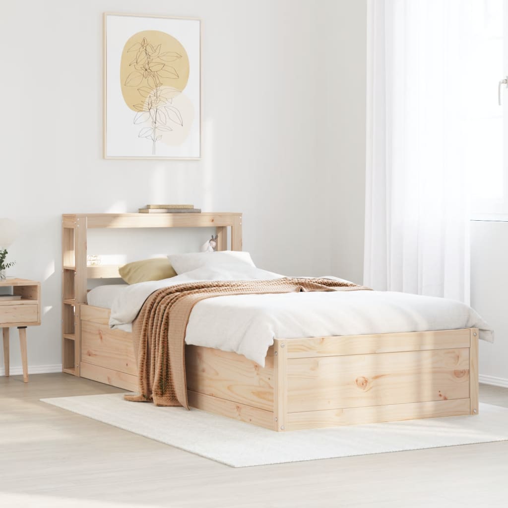 sengeramme med sengegavl 75x190 cm massivt fyrretræ