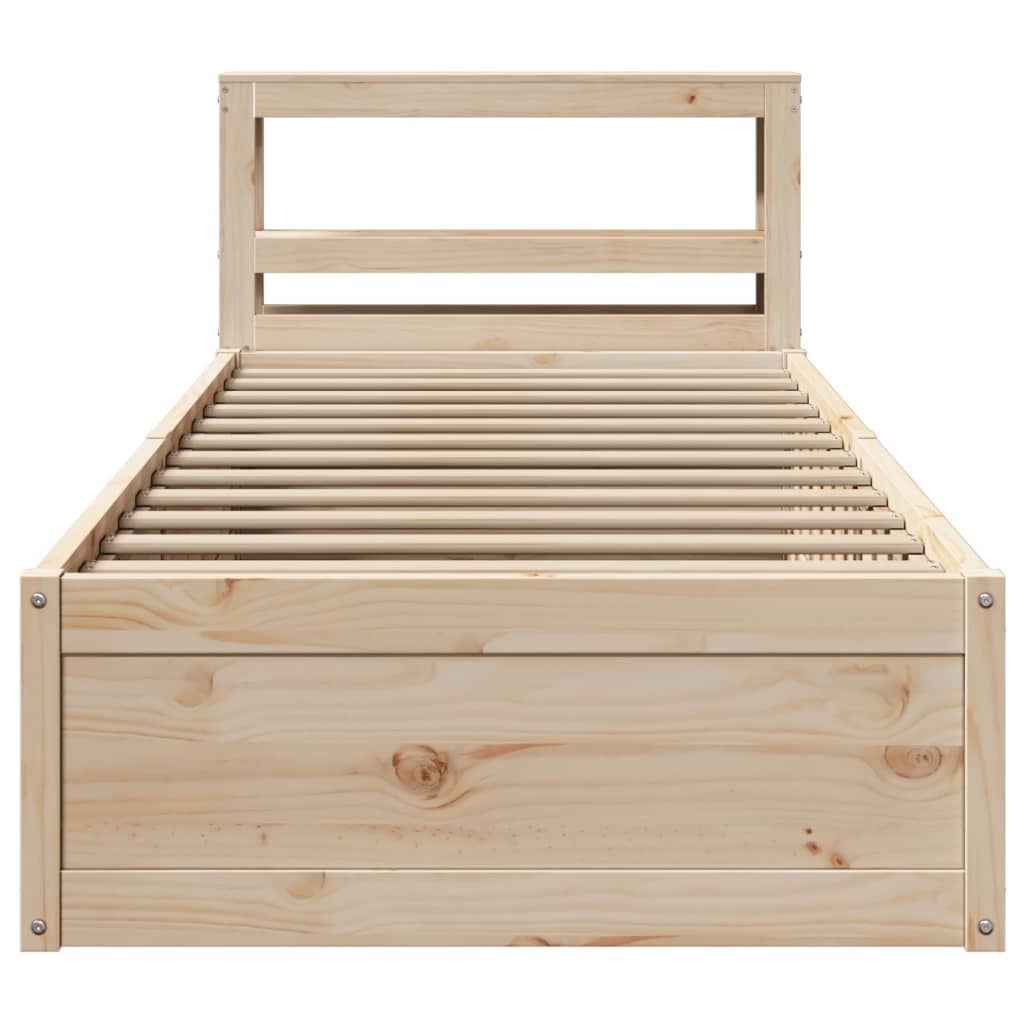 sengeramme med sengegavl 75x190 cm massivt fyrretræ