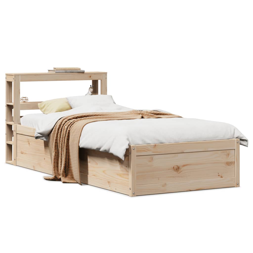 sengeramme med sengegavl 75x190 cm massivt fyrretræ