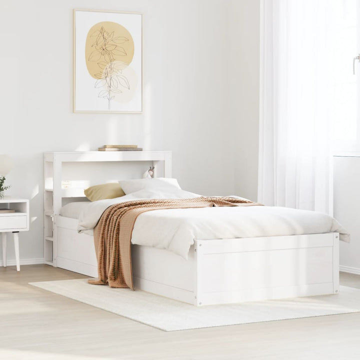 sengeramme med sengegavl 75x190 cm massivt fyrretræ hvid