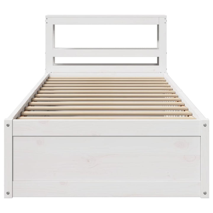 sengeramme med sengegavl 75x190 cm massivt fyrretræ hvid