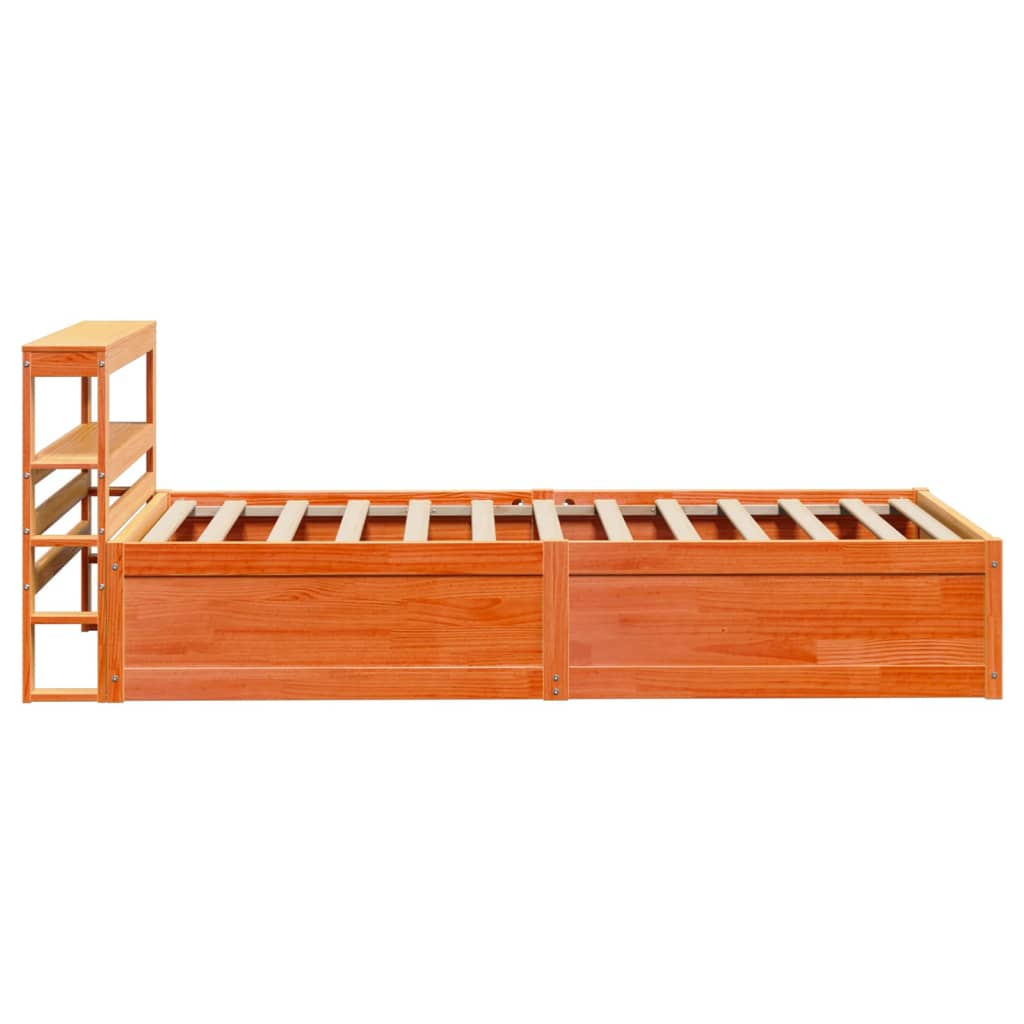 sengeramme med sengegavl 75x190 cm massivt fyrretræ gyldenbrun