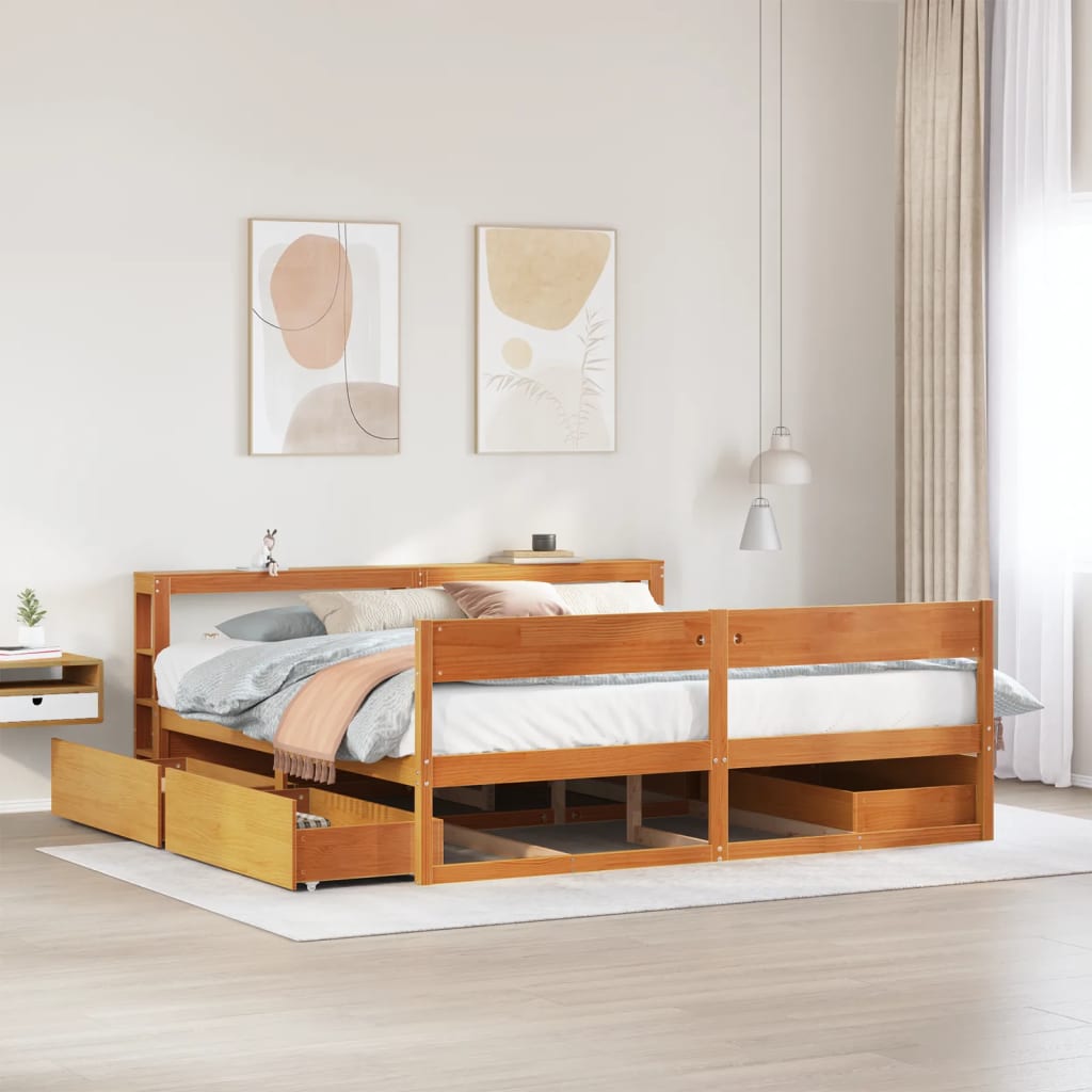 sengeramme uden madras 180x200 cm massivt fyrretræ gyldenbrun