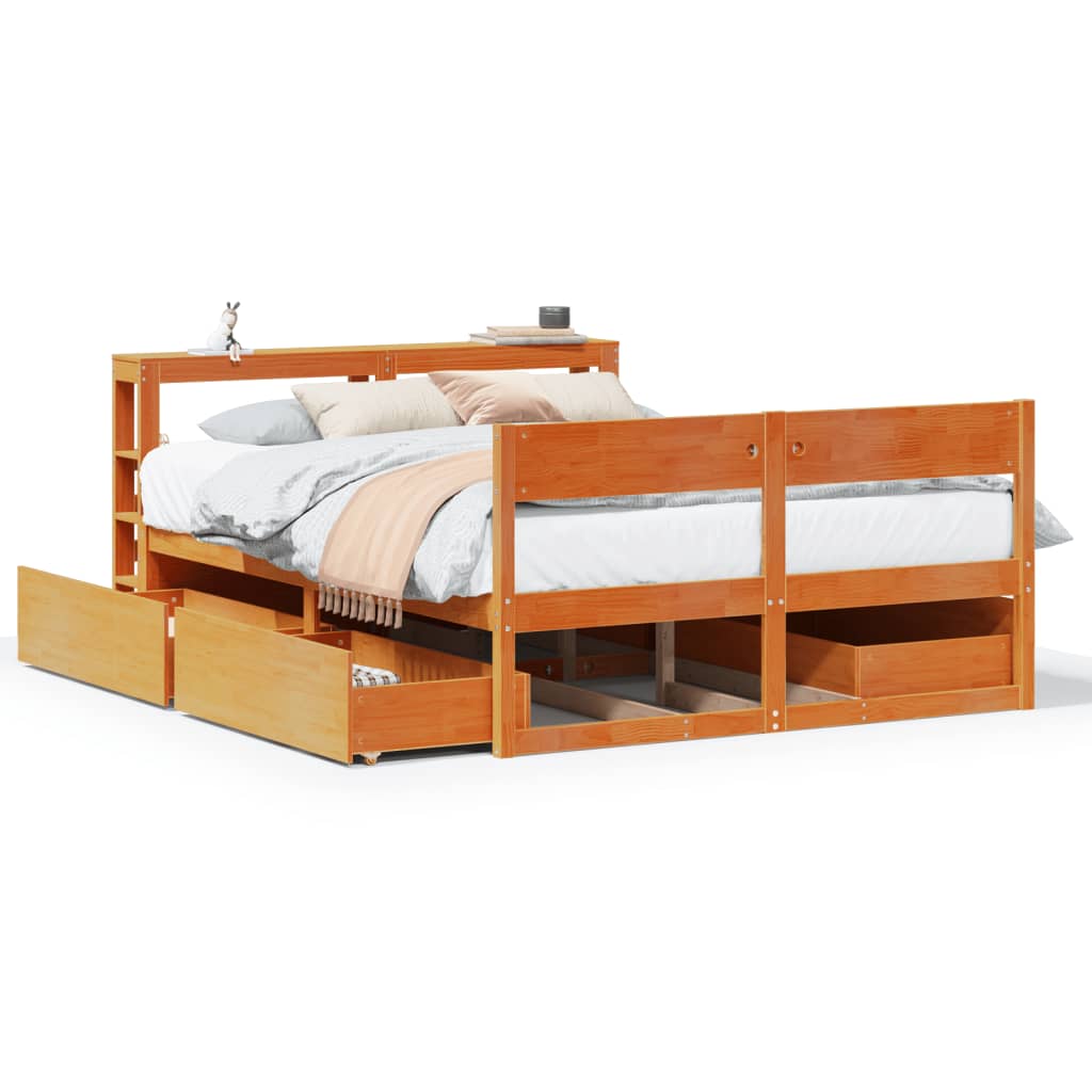 sengeramme uden madras 160x200 cm massivt fyrretræ gyldenbrun