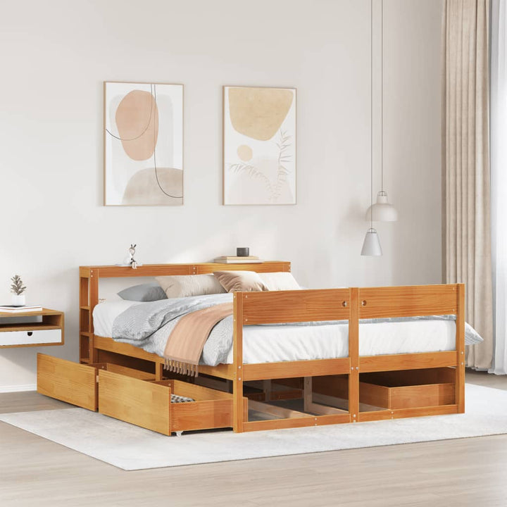 sengeramme uden madras 160x200 cm massivt fyrretræ gyldenbrun