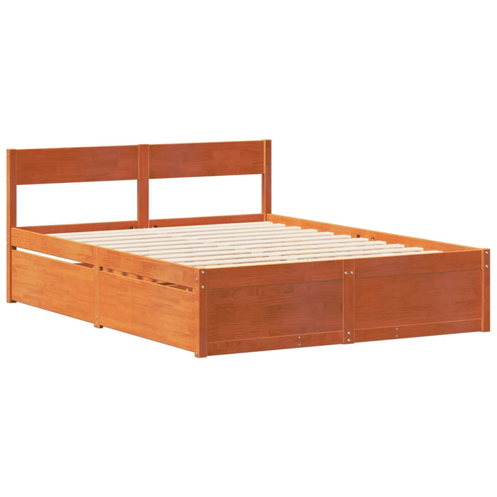sengeramme uden madras 150x200 cm massivt fyrretræ gyldenbrun