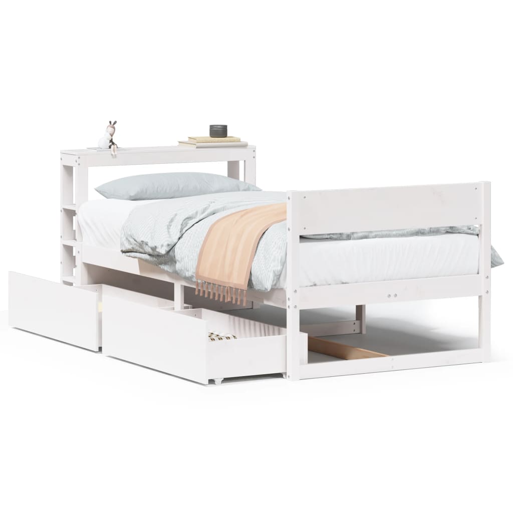 sengeramme uden madras 90x200 cm massivt fyrretræ hvid