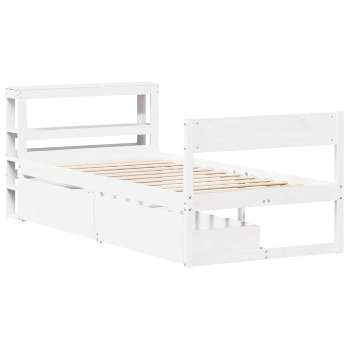 sengeramme uden madras 90x200 cm massivt fyrretræ hvid