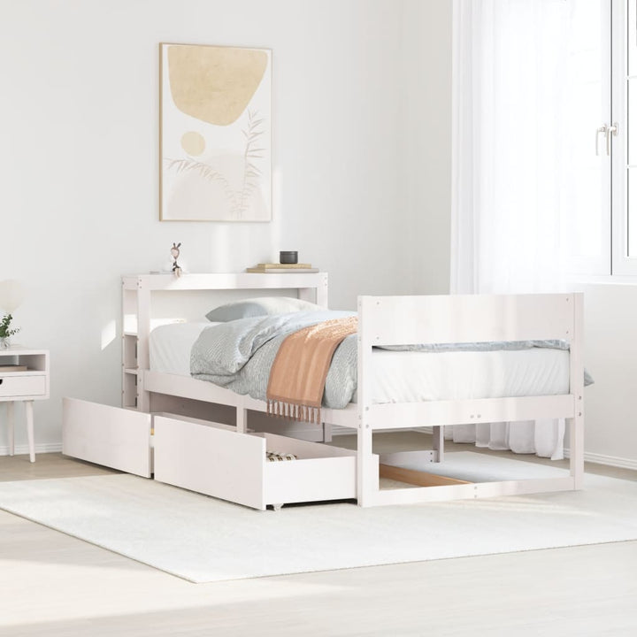 sengeramme uden madras 90x200 cm massivt fyrretræ hvid