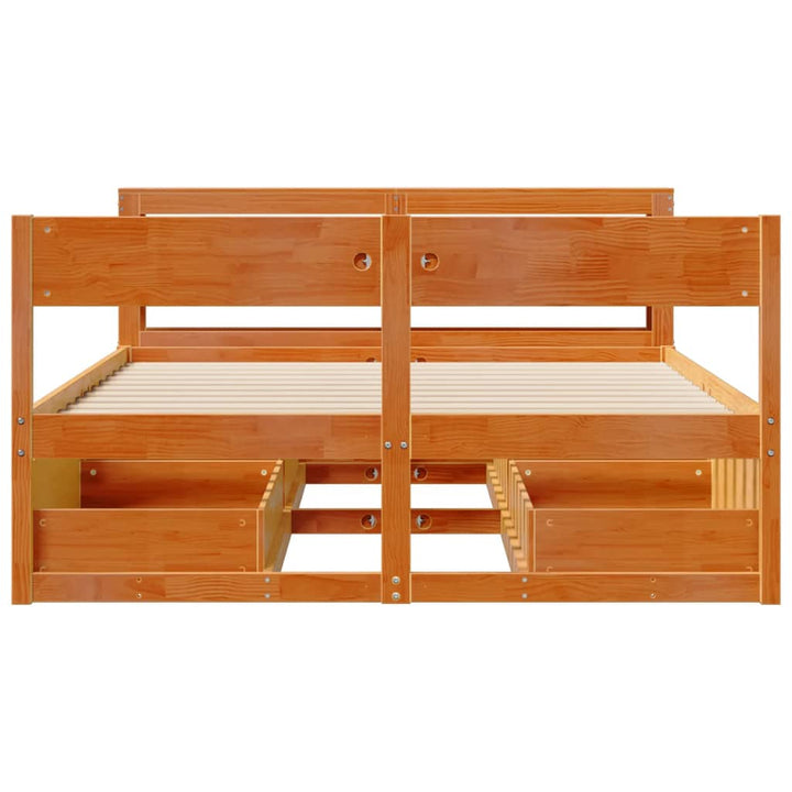 sengeramme uden madras 135x190 cm massivt fyrretræ brun