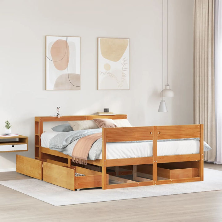 sengeramme uden madras 120x190 cm massivt fyrretræ gyldenbrun